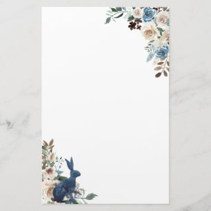 Blå kaninhörn, Blommigt Brevpapper