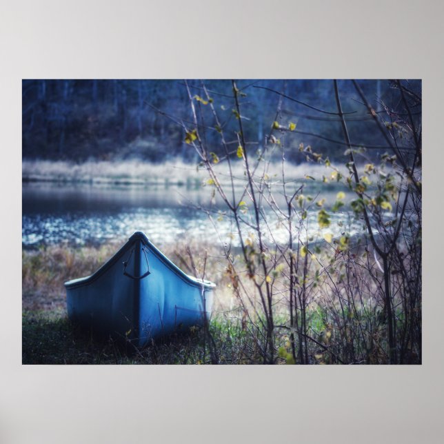 Blå kanot Höstnaturfotografi Poster (Framsidan)