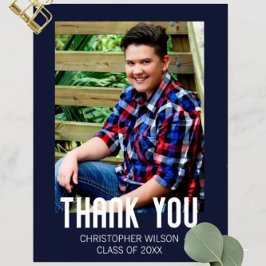 Blå Kant Foto Examen Tacksamhet Postkort Vykort