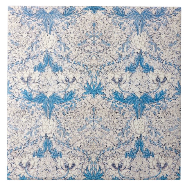 Blå kaprifol (av William Morris) Kakelplatta (Framsidan)