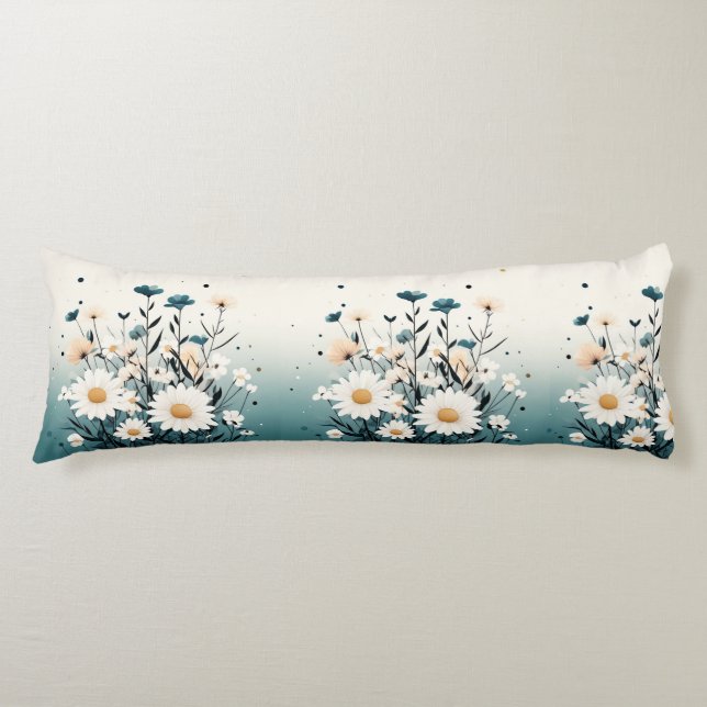 Blå kapsel av vit Blommigt Kroppskudde (Framsidan)