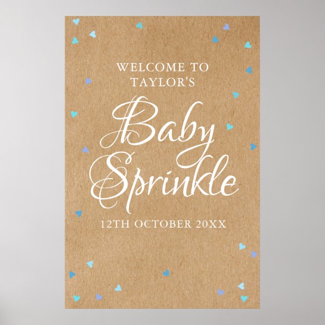 Blå kärlekshjärta Boho Baby Pojke Möttas Poster (Framsidan)