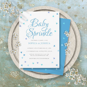 Blå kärlekshjärta par baby pojke stänk dusch inbjudningar
