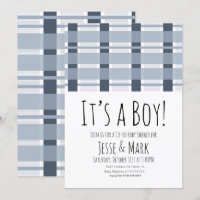 Blå Karo Baby Shower Mönster Det är en Pojke