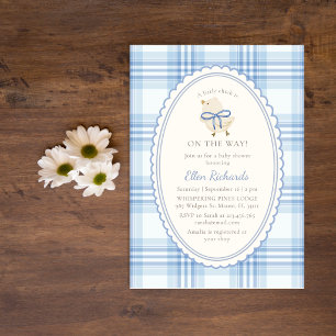 Blå Karo Little Chick Pojke Baby Shower Inbjudningar