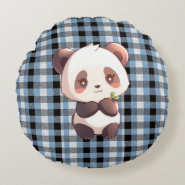 Blå Karoad Panda Kastydd Rund Kudde