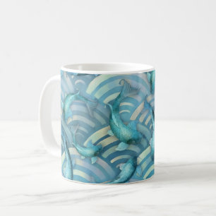 Blå karp Koi Fish Mönster Kaffemugg