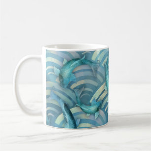 Blå karp Koi Fish Mönster Kaffemugg