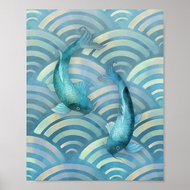 Blå karp Koi Fish Poster (Framsidan)