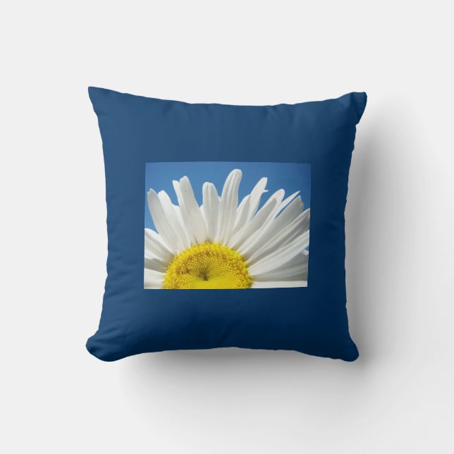 Blå Kastkudde Vit Tusenskönsblomma Blå Himmel Kudde (Framsida)