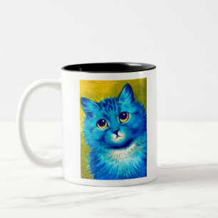 Blå katt av Louis Wain Två-Tonad Mugg