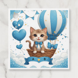 Blå Katt Babyfirande Önskningar 🐱 Gåvor Etiketter