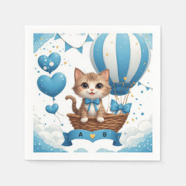 Blå Katt Babyfirande Önskningar 🐱 Pappersservett