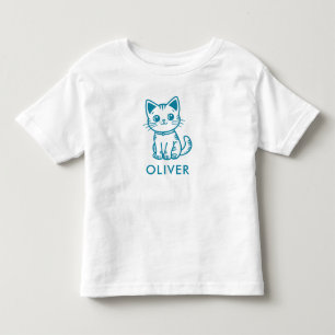Blå katt födelsedagsfest med anpassade färger katt t shirt