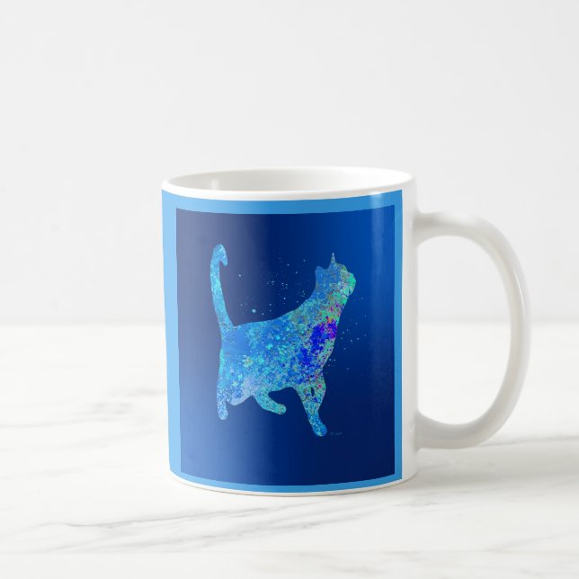 Blå katt hemma kaffemugg (Höger)