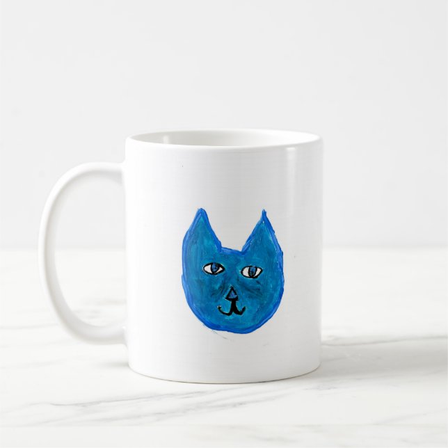 Blå katt kaffemugg (Vänster)