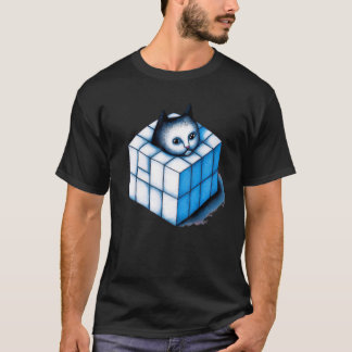 Blå katt konst söt kattunge porträtt mjau katten ä t shirt