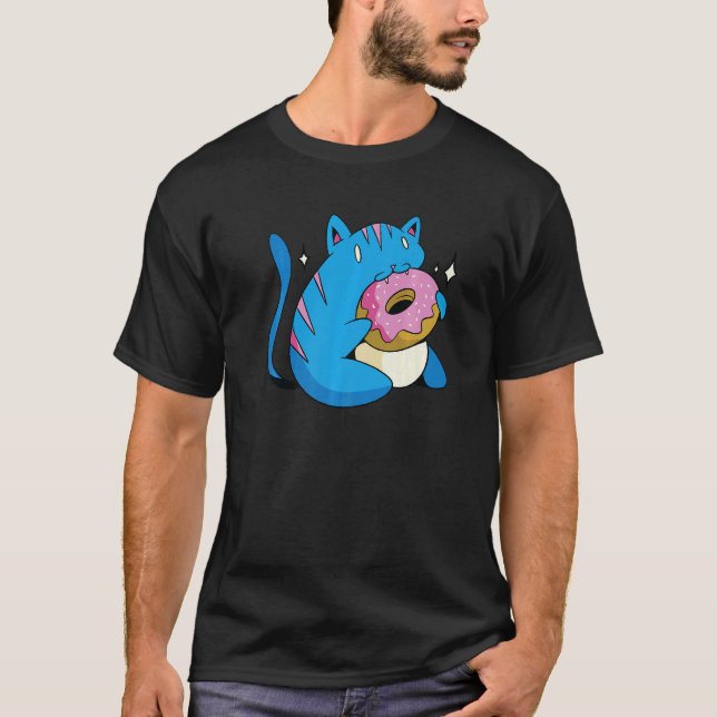 Blå Katt Och Munkar T Shirt (Framsida)