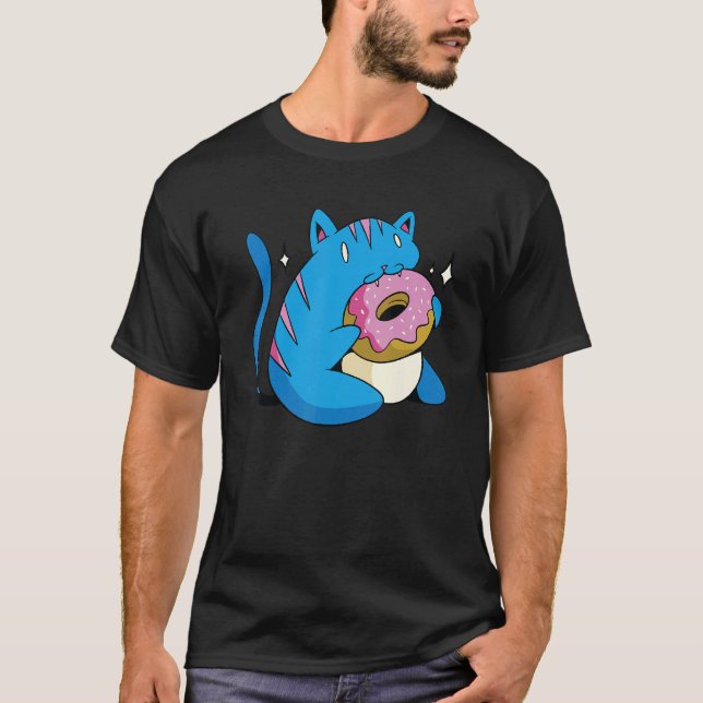 Blå Katt Och Munkar T Shirt (Framsida)