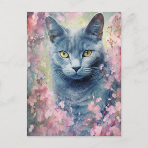 Blå kattblommor, ryska vykort