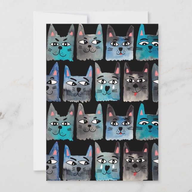 Blå katter inbjudningar (Framsida)