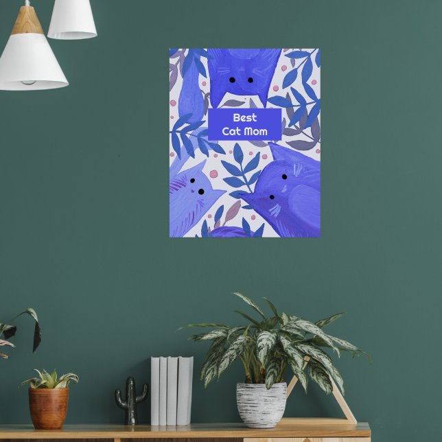 Blå katter och grenar Best cat mamma Poster (Vardagsrum 1)