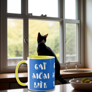Blå Kattmamma Liv Söt Typografi Mors Dag Mugg