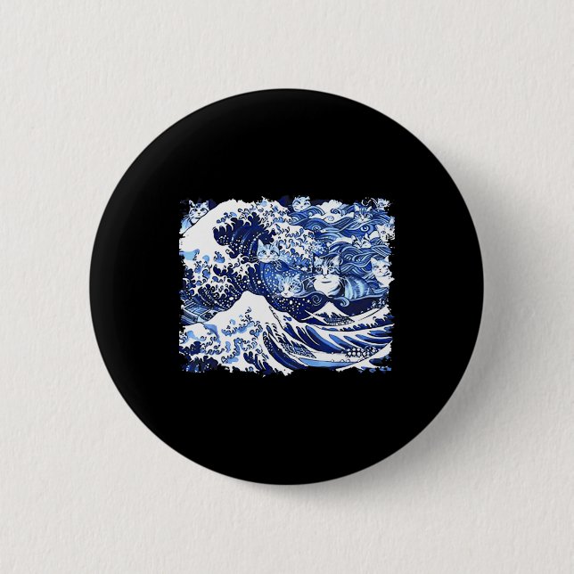 Blå katttvåg för Kamala Funny Cat Dam Knapp (Framsida)