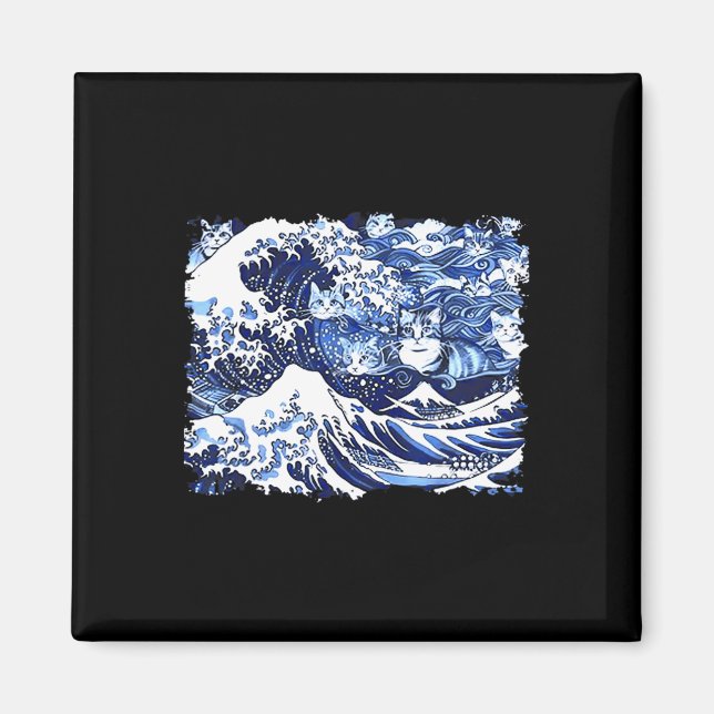 Blå katttvåg för Kamala Funny Cat Dam Magnet (Framsidan)