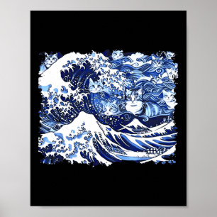 Blå katttvåg för Kamala Funny Cat Dam Poster