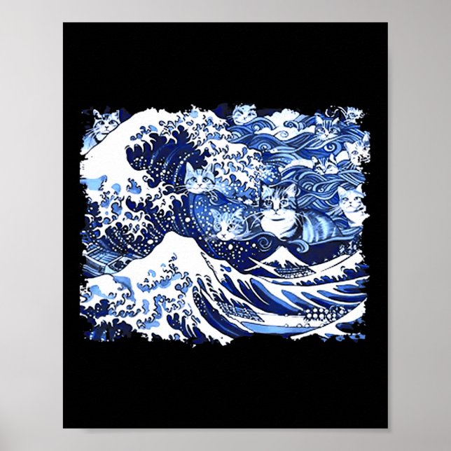 Blå katttvåg för Kamala Funny Cat Dam Poster (Framsidan)