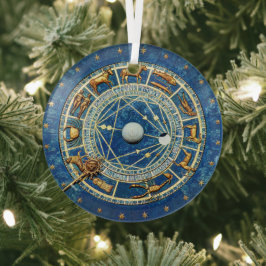 Blå kelestial zodiac Wheel Astrology Signs Guld Julgransdekoration