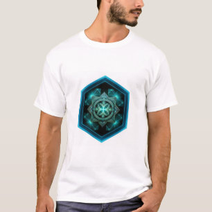 Blå keltisk knut i en sexsidig blå ram t shirt