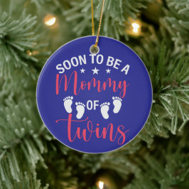 Blå Keramisk Snart Tvillingmamma Julgransprydnad Keramik