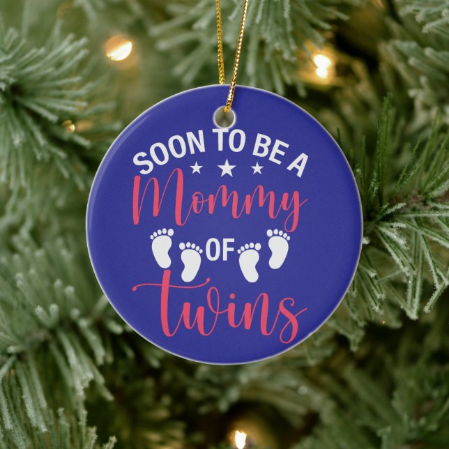 Blå Keramisk Snart Tvillingmamma  Julgransprydnad Keramik (Träd)