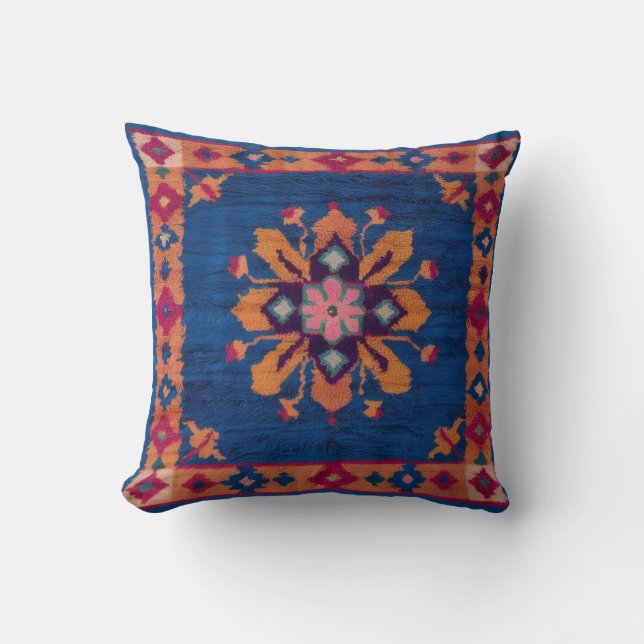 Blå Kilim Matta Pillows: A Blend of Persian and Tu Kudde (Framsida)