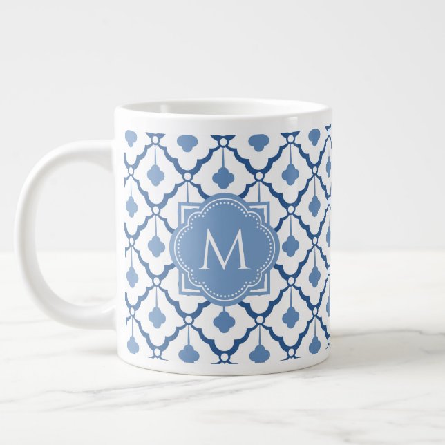 Blå kinesiska keramiska Mönster med Monogram Jumbo Mugg (Vänster)
