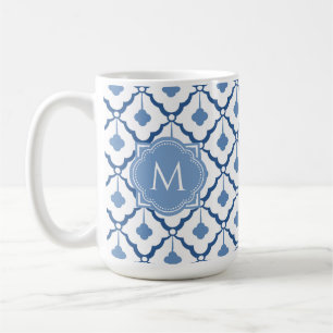 Blå kinesiska keramiska Mönster med Monogram Kaffemugg