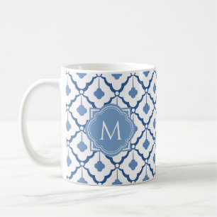 Blå kinesiska keramiska Mönster med Monogram Kaffemugg