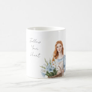 Blå Klänning Flicka Blå Vita Blommor Kaffemugg