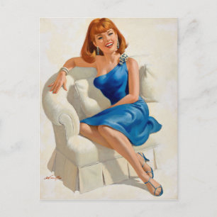 Blå klänning vykort