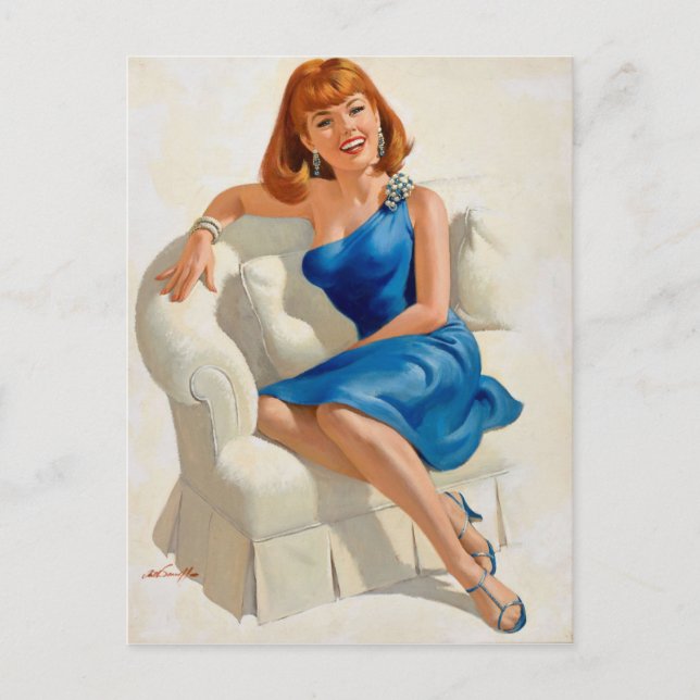 Blå klänning vykort (Framsida)