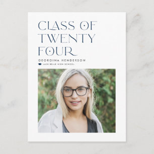 Blå klass 2022 Modern minimalistisk examen Vykort