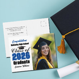 Blå klass 2026 examensfoto examen meddelande vykort