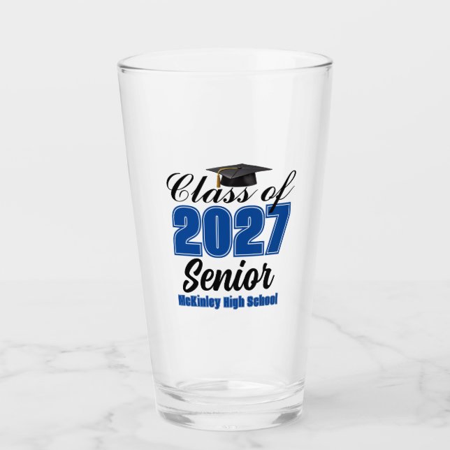 Blå klass 2027 Senior Anpassad High School Glaskopp (Framsida)