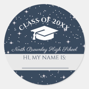 Blå klass Reunion Namn bricka Runt Klistermärke