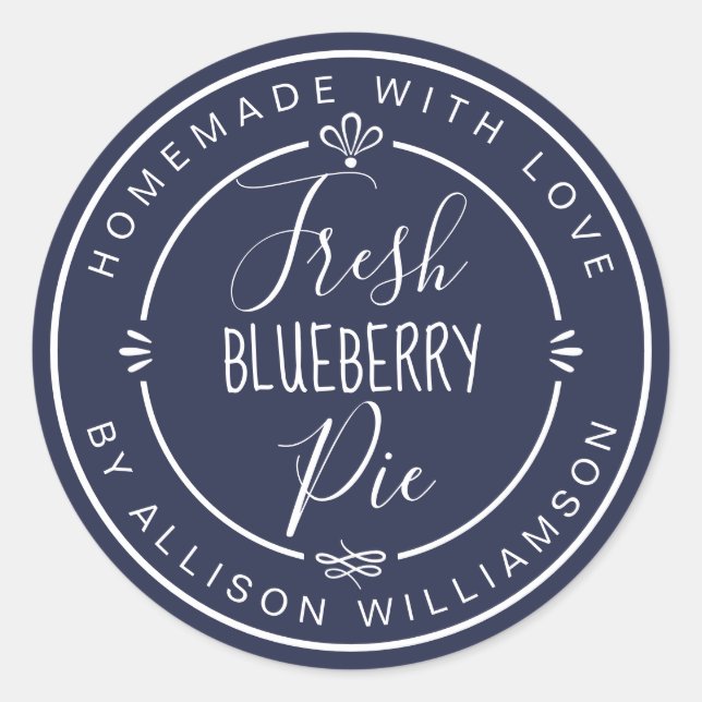 Blå Klassisk Hemlagad Blåbärspaj Etikett (Framsida)