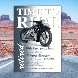 Blå Klassisk Motorcykel Turt Fart Pensionärsfest Inbjudningar