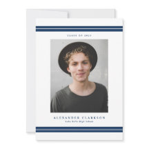 Blå Klassiska Ränder Moderna Foto Examen