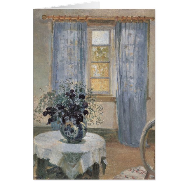 Blå Klematis i konstnärens ateljé, Anna Ancher Hälsningskort (Framsidan)